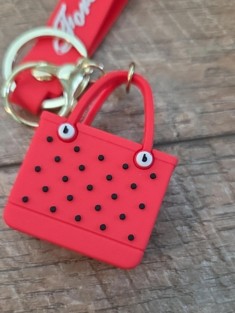 Mini Silicone Tote Bag Keychain - Red